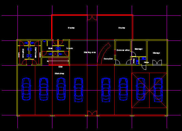 CAD Architect | Cad Building Template Wheel Exhaust Shop
